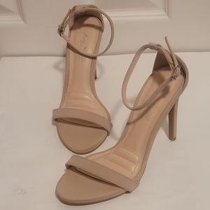 Minimal strap nude heel sandal
